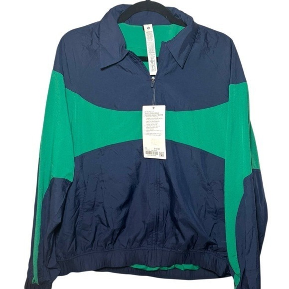 NWT Nylon Collared Jacket Retro Remix Club Blue / Raceway Green | Sz Medium